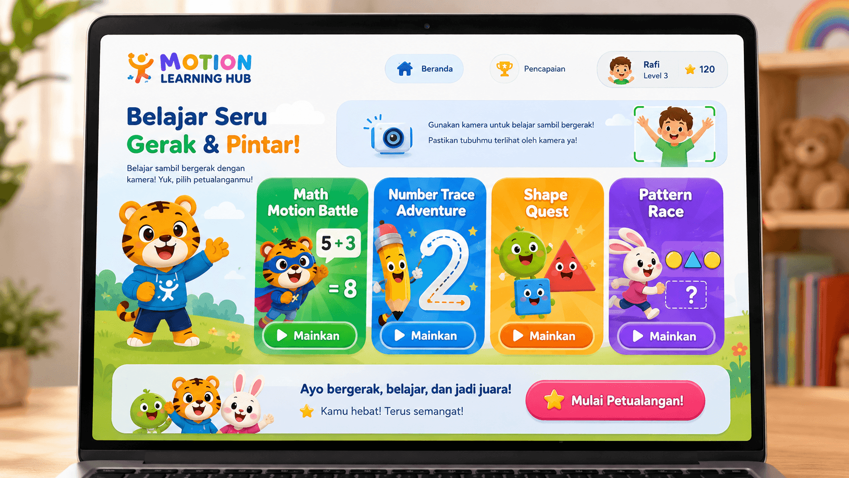 Contoh tampilan Motion Learning Hub